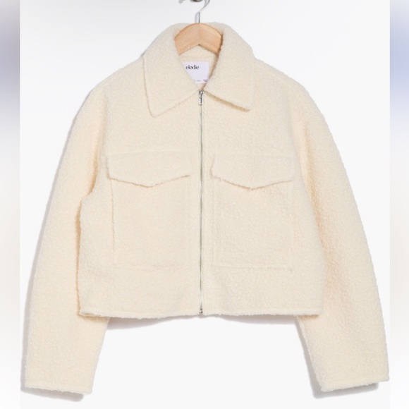 Elodie Women's Minimalist Cozy Full Zip Boucle Cream Jacket Sz XL - Picture 2 of 13